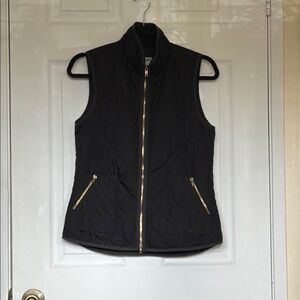 SOLD Old Navy Black Quilted Vest with Gold Zipper